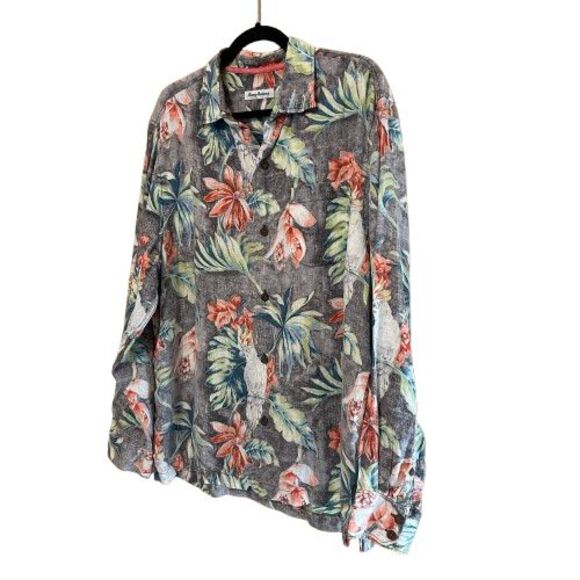 Tommy Bahama 100% Linen Button Up Shirt Men Large Multicolor Floral Beach Resort - Picture 2 of 7